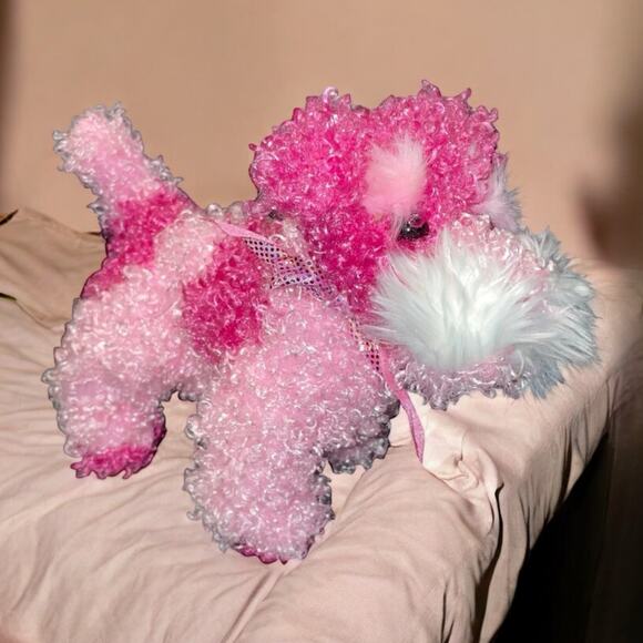 Ty Beanie Babies Other - Ty Pinky Glitters Plush Dog 6" Pink White Stuffed Animal Pup Nursery Toy Vintage